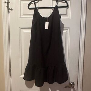 Ekouaer Black Spaghetti Strap Sleeveless Midi Sundress New Size S